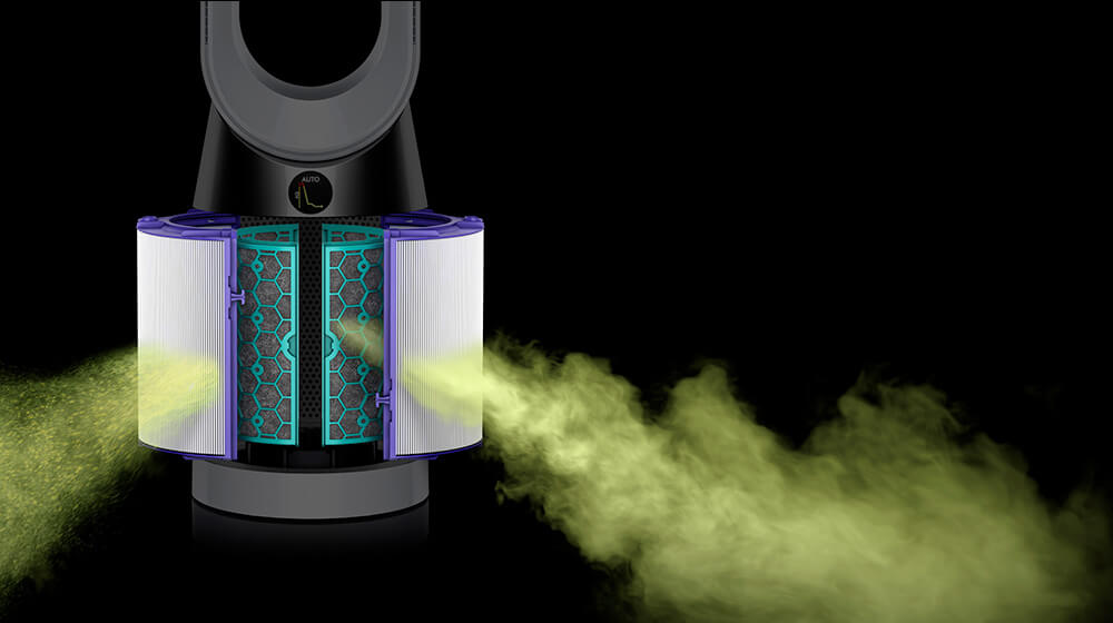 Les purificateurs Dyson Pure Cool disposent d’un système de filtration hermétiquement clos et capturent 99,95% des particules polluantes aussi petites que 0,1 micron.