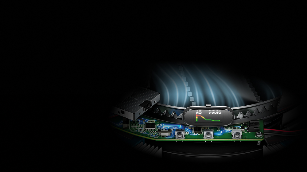 Un graphique de la qualité de l'air affiché sur l'écran LCD du purificateur Dyson Huch Jet.