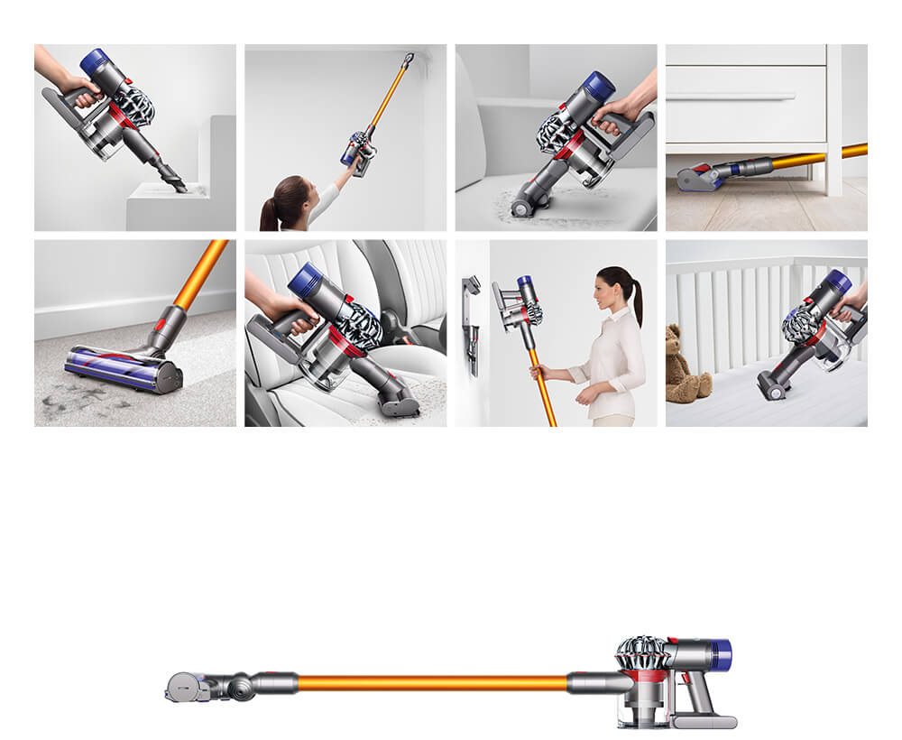L’aspirateur sans fil Dyson V8 produit l’aspiration sans fil la plus puissante.