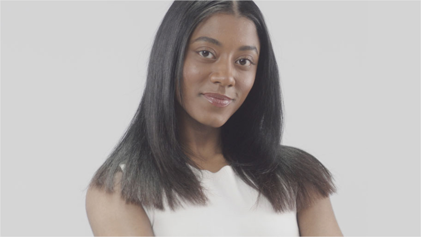 Model wearing a smooth, sleek style